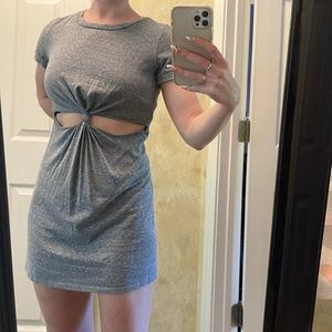 Gray cut-out T-shirt dress